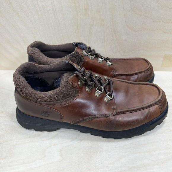 Timberland Brown Leather Laceup Hiking Casual Shoe Mens 9M - Picture 1 of 10
